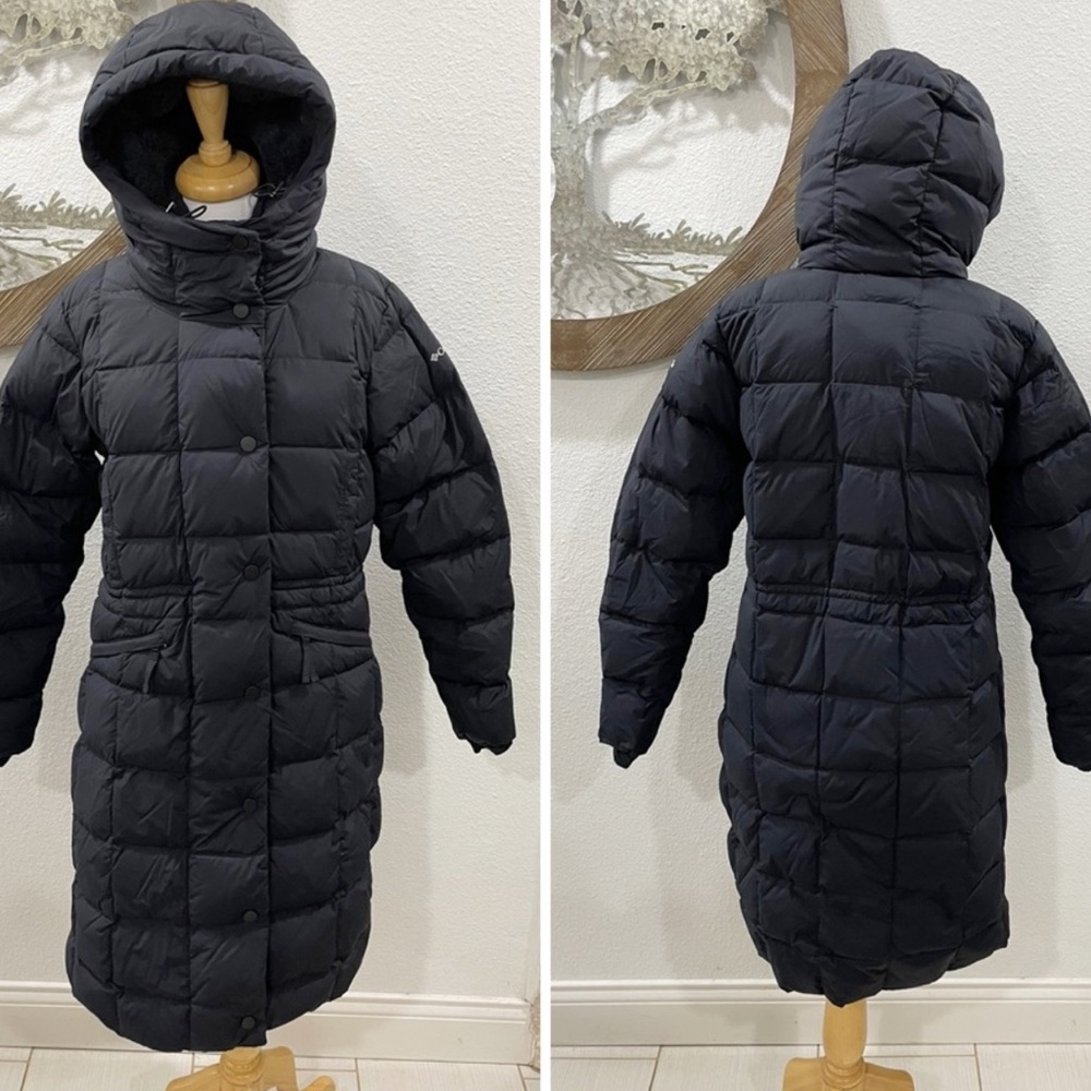 Columbia Women's Long Down Jacket Puffer Coat Black Large